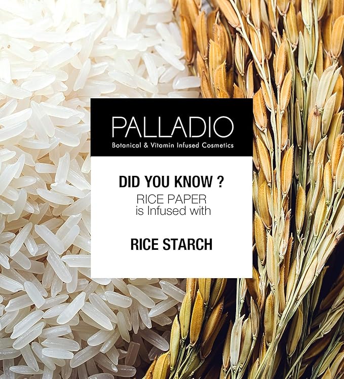 Palladio Face Blotting Tissue Sheets Made from Natural Rice Powder for Oily Skin, Oil Absorbing Paper, 2 Sided, Instant Results, Warm Beige, 40 Count