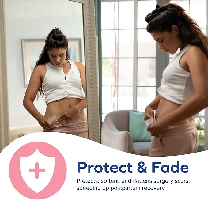 Dr. Talbot's Mom Stretch Mark & C-Section Scar Strips - Medical Grade Silicone Scar Strips to Soften and Flatten Surgical Scars - 6 Count (60-Day Supply)