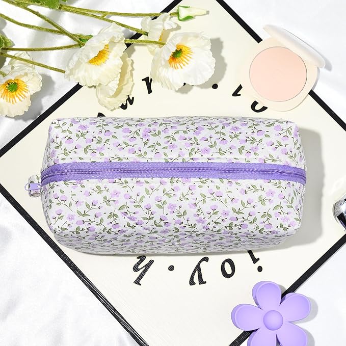 Soidram floral makeup bag quilted