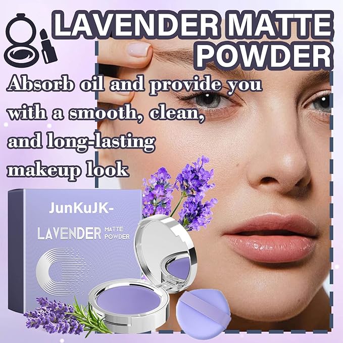 Lavender Matte Powder,Long Lasting Oil Control Lavender Setting Skin Types