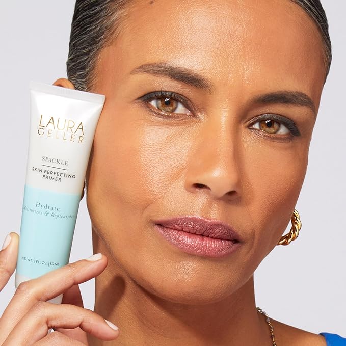 LAURA GELLER NEW YORK Laura's Must-Haves Kit 3pc: Baked Balance-n-Brighten Powder Foundation, Tan + Spackle Skin Perfecting Makeup Primer, Hydrate + Airbrush Round Kabuki Brush