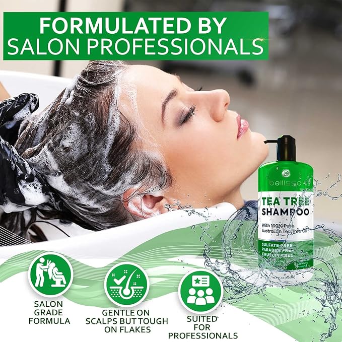 Tea Tree Oil Shampoo - Sulfate and Paraben Free with Collagen Keratin - Ideal for Women and Men with Oily Hair and Scalp Buildup - Anti Dandruff Treatment for Itchy, Dry Scalps – Salon Grade Products