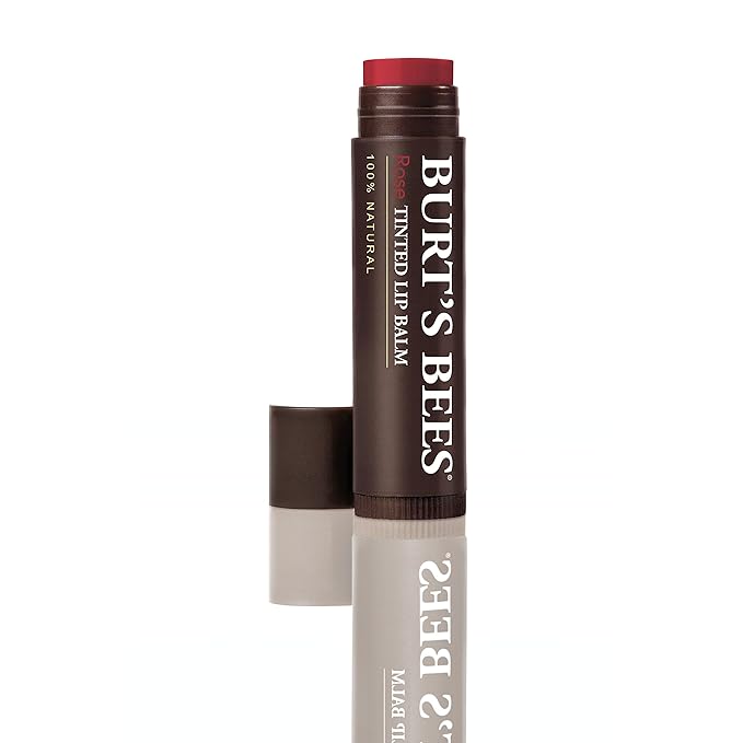 Burt's Bees 100% Natural Tinted Lip Balm, Rose with Shea Butter & Botanical Waxes – 2 Tubes
