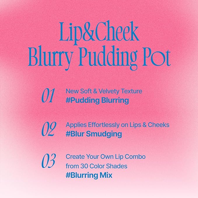 Lip&Cheek Blurry Pudding Pot | Reddish Moment - Mule | Makeup Blush, Buildable Lightweight, Multi-Use Soft Matte Finish | 5g