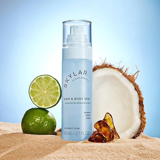 Skylar Coconut Cove Hair & Body Mist | Hypoallergenic & Clean Fragrance | Vegan, Cruelty Free, and Safe For Sensitive Skin | 80 ML, 2.7 Fl Oz