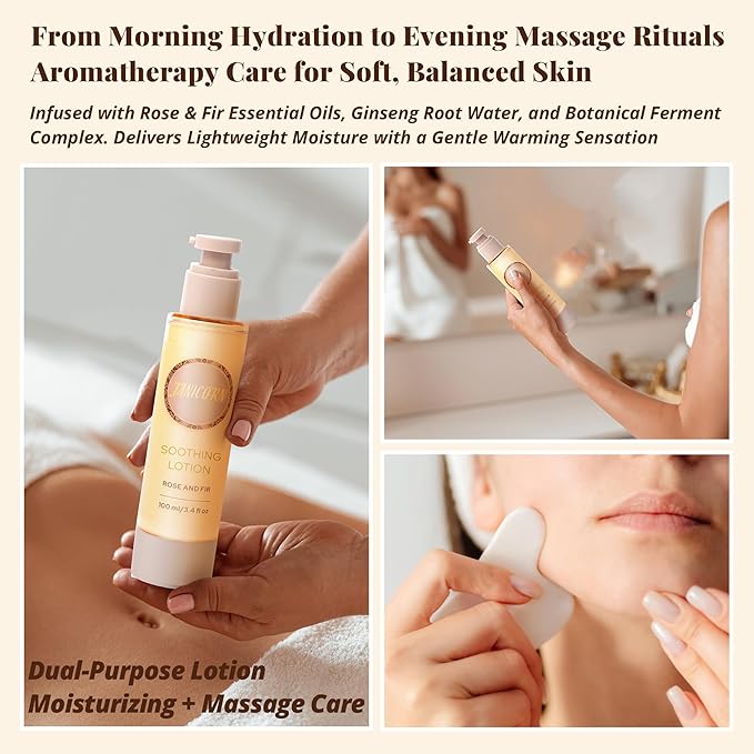 Rose & Fir Botanical Lotion – Lightweight Hydrating Lotion for Body & Massage, Forest Rose & Evergreen Aroma, Gentle Warming Care for Winter Self-Care & Holiday Gifting, 3.4 fl oz / 100 ml