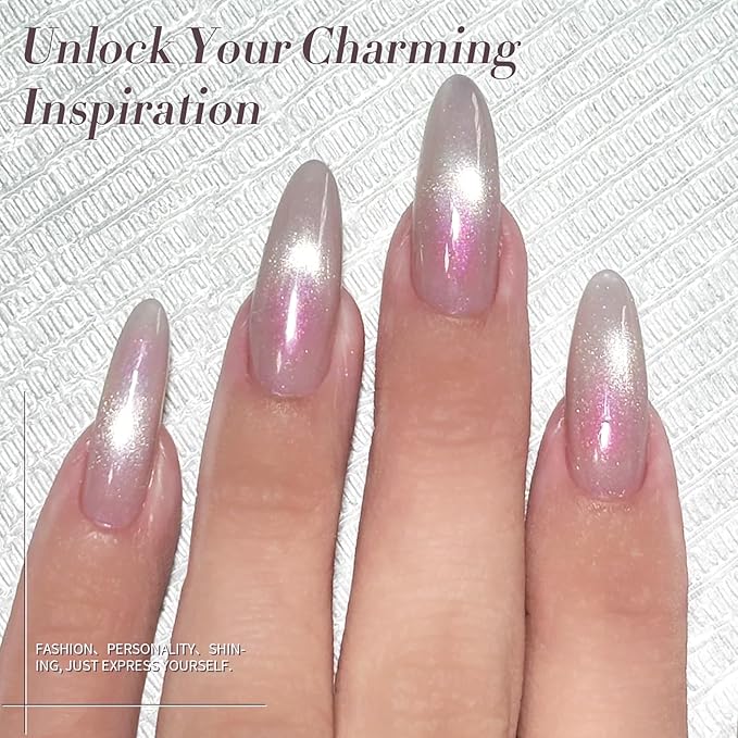 Born Pretty Magnetic Gel Nail Polish Set,Cat Magnetic Eye Gel Jelly Glass Crystal Magnetic Gel Polish Nail Art Manicure Kit 6PCS