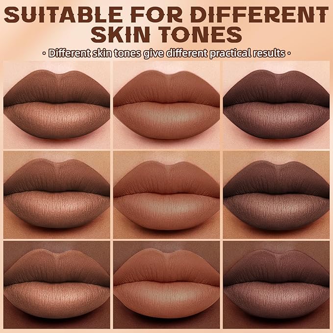 3 Colors 2 in 1 Lip Liner Set, Matte Nude Dark Brown Lip Liner Plumping Smooth Creamy Lip Pencil, High Pigmented Long lasting Light and Medium Brown Lipstick Makeup, 01+04+06