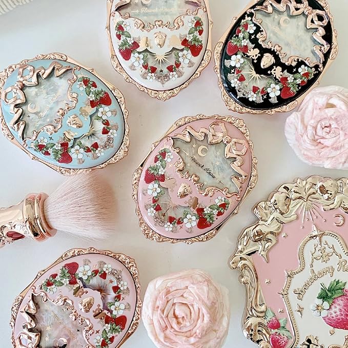 Flower Knows Strawberry Rococo Embossed Blush;Berry Matte Finish;Buildable & Blendable Powder Blush for cheeks,Highly Pigmented;Natural Flush for All Skin Tones(05 Berry Mary, 5g)