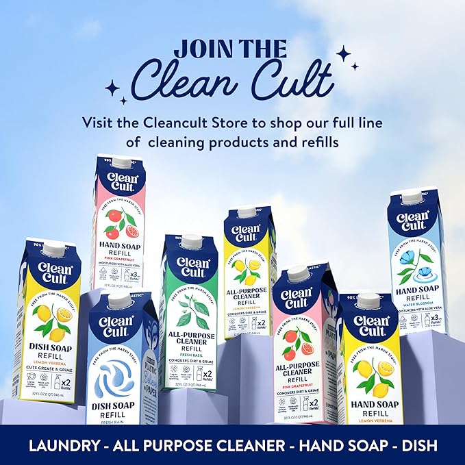 Cleancult Liquid Hand Soap Refill - Lemon Verbena - Moisturizes Dry & Sensitive Skin - Made with Aloe Vera & Essential Oils - Eco Friendly - Paper-Based Packaging - 32 oz/1 Pack