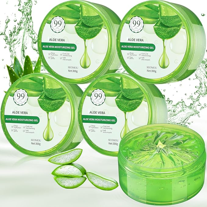 4 Pcs Organic Aloe Vera Gel Fresh Aloe Gel Moisture Hydrates Moisturizing Aloe Vera for Face Body