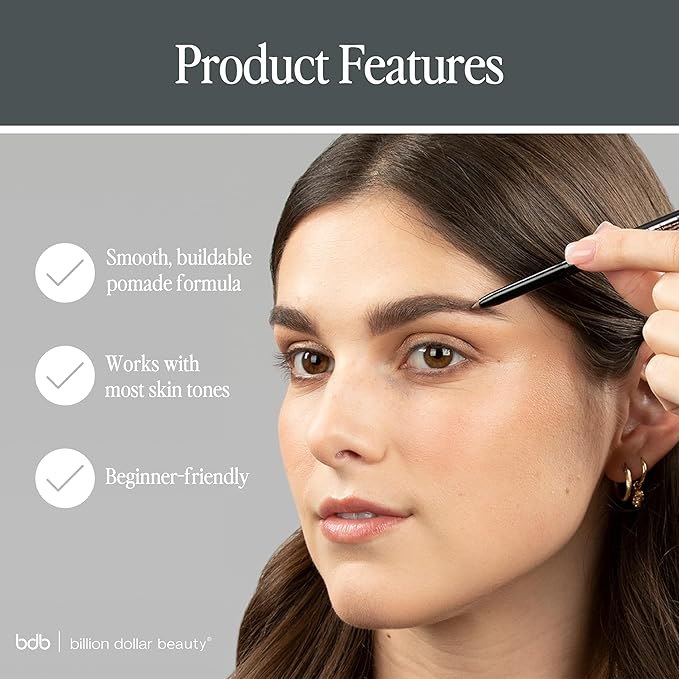 Billion Dollar Brows Universal Eyebrow Pencil – Dual-Ended Design with Precision Tip & Spoolie, Matte Finish, Waterproof, Easy to Use, Vegan & Cruelty-Free for Perfectly Defined Brows