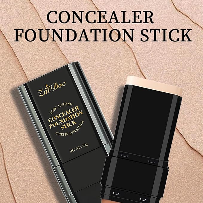 Long-Lasting Concealer Foundation Stick, Creamy Full Coverage, Hydrating Olive & Camellia Formula for Dark Circles & Blemishes, 2.09 oz (01#)
