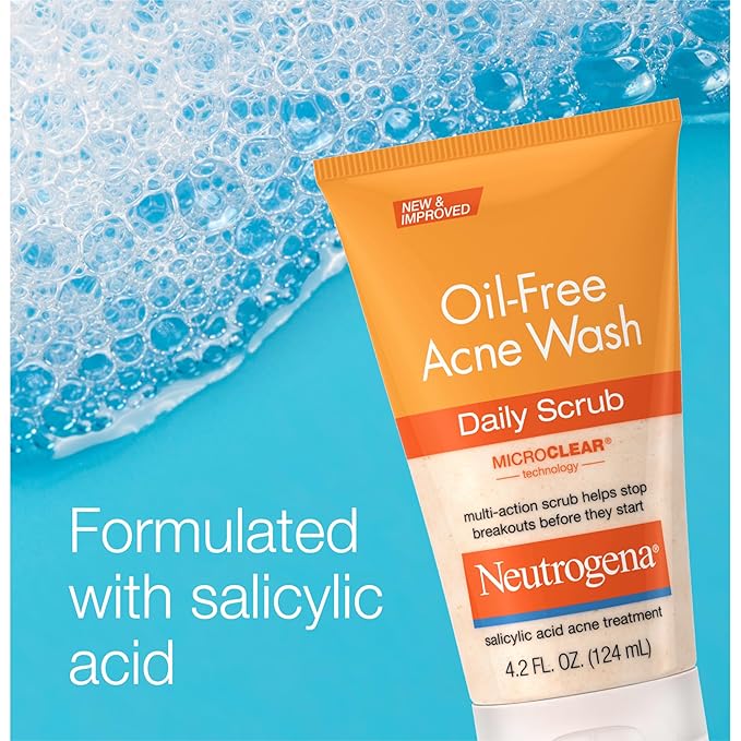 Neutrogena Oil-Free Acne Face Scrub, 2% Salicylic Acid Acne Treatment, Daily Face Wash to help Prevent Breakouts, Exfoliating Facial Cleanser for Acne-Prone Skin, Twin Pack, 4.2 fl. oz, 2 Pack