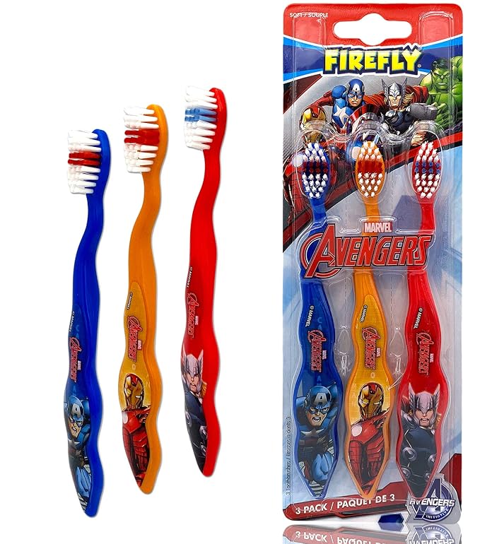 Marvel Avengers Superheroes Soft Bristle Manual Toothbrush Value Set 3 Count, Kids Friendly Designed Grip, Perfect Gifts for Boys Girls by Firefly (Style May Vary)