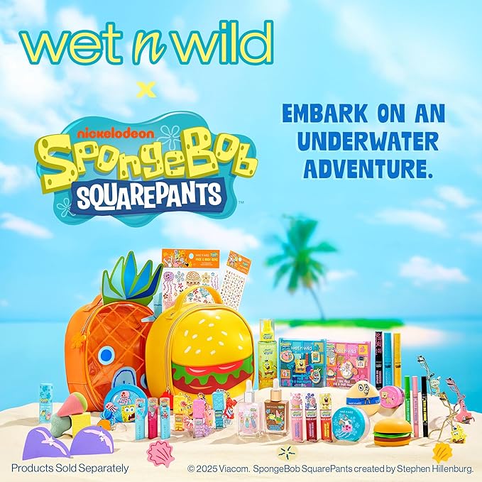 wet n wild SpongeBob SquarePants PR Box - Pineapple House 2-Layer Collector’s Set with Makeup & Tools for Unique F.U.N Looks, Cruelty-Free