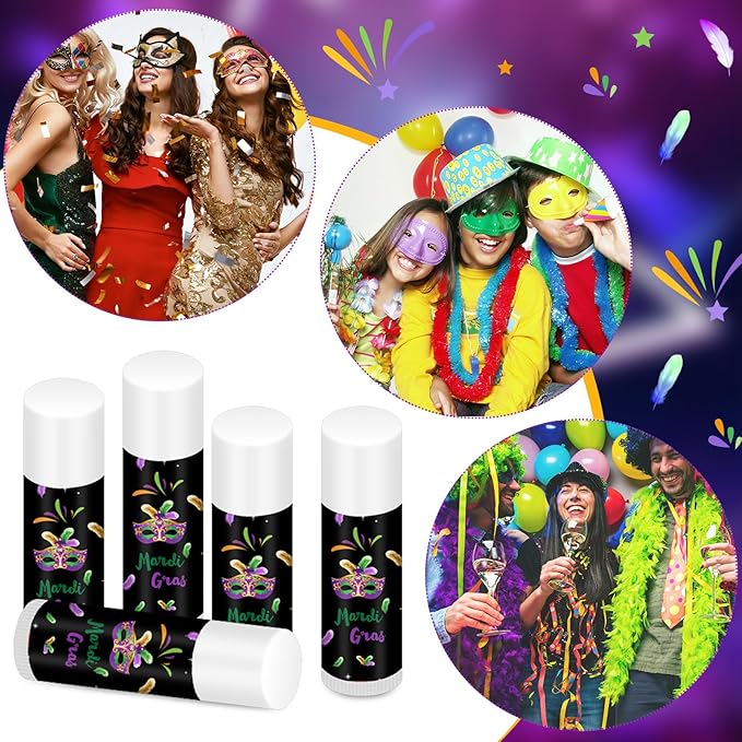 48 Pcs Mardi Gras Lip Balm Gift