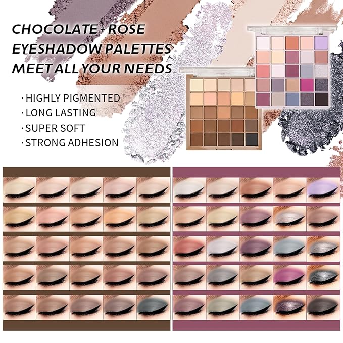 Makeup Set, Makeup Set for Women Full Kit, Eyeshadow Palette, Foundation Concealer CC Cream 3 in 1 Palette, Liquid Lipstick Eyebrow Pencil Eyeliner, Makeup Brush Sponges Makeup Bag