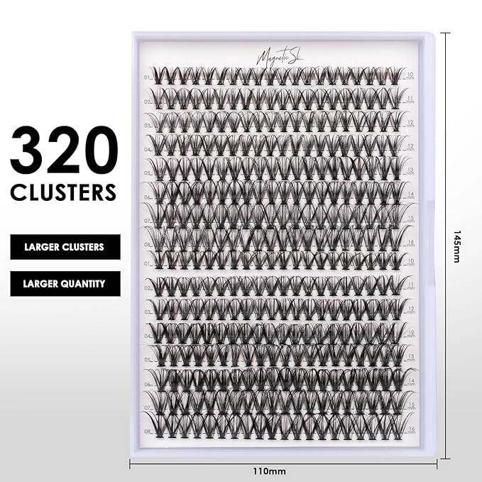 Lash Clusters 320pcs Individual Lashes 30D&40D DIY Lash Extensions D Curl Lash Clusters False Eyelashes Natural Look 10-16mm Mix Cluster Eyelash Extensions EASY TO USE (30D+40D-0.07D)