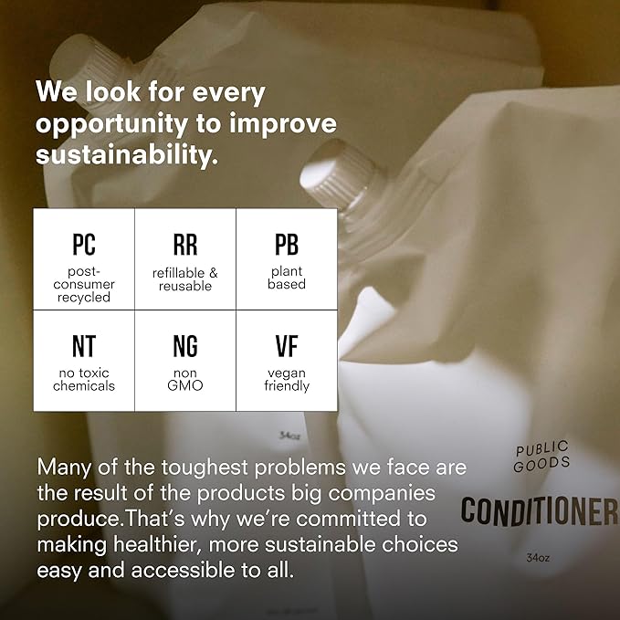 Public Goods Conditioner for Women & Men | Natural Conditioner to Protect & Moisturize Dry Hair | Made with Organic Essential Oils | Sulfate & Paraben Free | Vegan Friendly | 12 Fl Oz Bottle