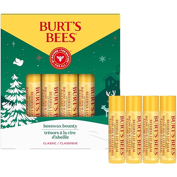 Burt's Bees Lip Balm, Beeswax Bounty, Classic, 4-Pack, 0.15 Oz