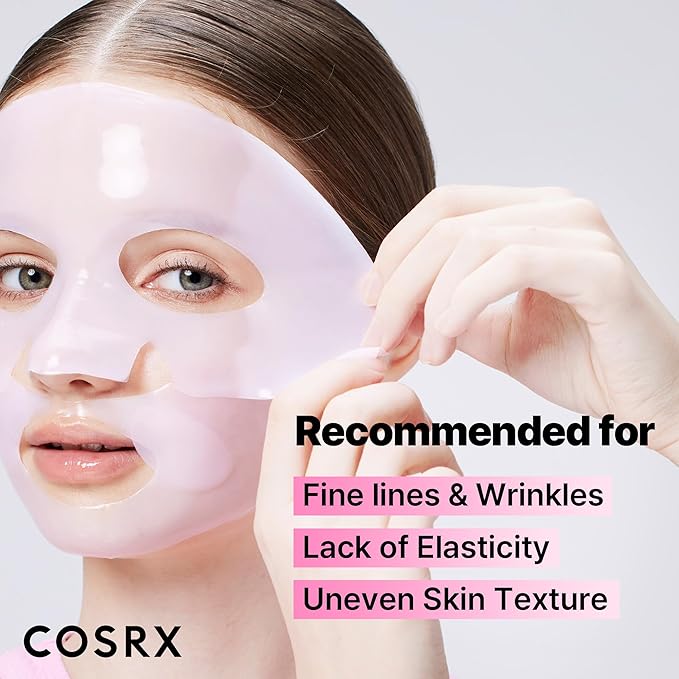 COSRX The Peptide Collagen Lifting Glow Hydrogel Face Masks Skincare 3 EA, Collagen Face Mask, Travel Essentials, Overnight Face Mask, Korean SkinCare