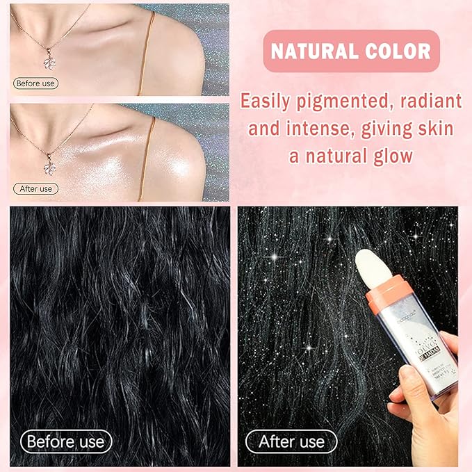 Polvo De Hadas Highlighter Powder Stick Body Shimmer White Moonbeam