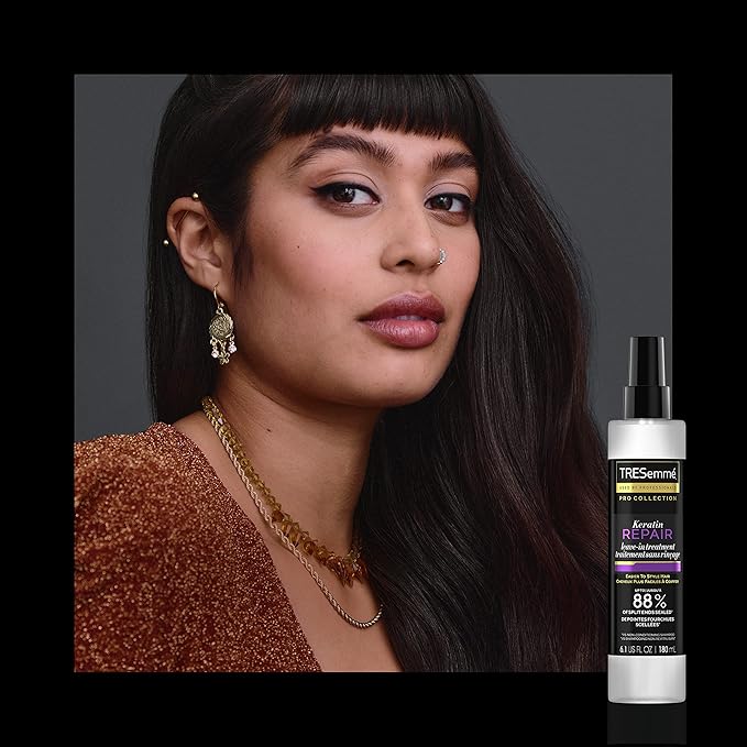 TRESemmé Pro Collection Keratin Repair Leave In Hair Treatment for Strong, Healthy-Looking Hair Care Hair Styling Treatment Spray Visibly Repair Split Ends 6.1 oz