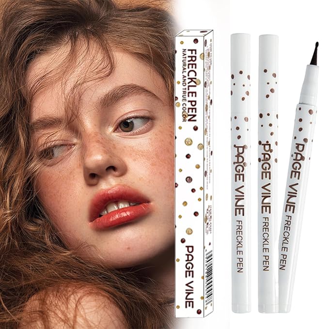 2 Pack Freckle Pen,Liquid Face Fake Freckles Makeup Pen to Create Natural Freckle Makeup and Freck beauty,Fake Freckles Waterproof for Lifelike Sunkissed Makeup,Mole Pen (01Light+02Medium)