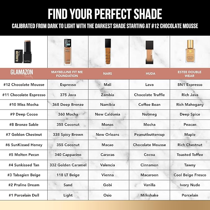 Glamazon Second to None Foundation Stick, Sunkissed Honey, Light-to-Full Coverage, Weightless Makeup With a Glowy Natural Finish