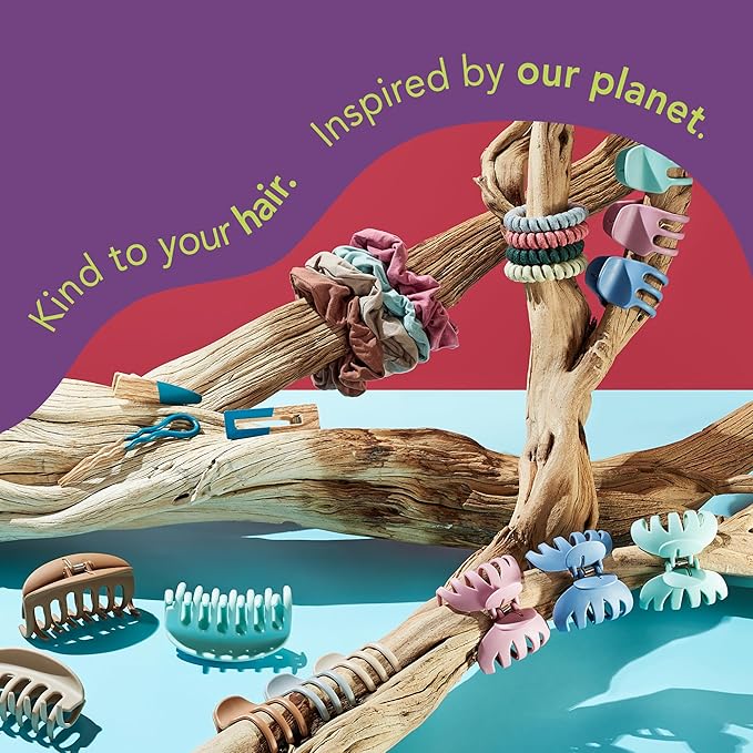 Planet Goody Plant-Based Heritage Claw Clips, Medium, Extra Strong, Bright Colors, Pink, Periwinkle, Green, And Black, 4 Count (Pack of 2)