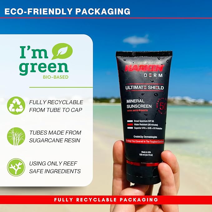 Ultimate Shield All-Day Protection Mineral Sunscreen with Antioxidants | SPF 50 | 80 Minute Water Resistant | Face and Body | Reef Safe | Botanical Antioxidant Complex