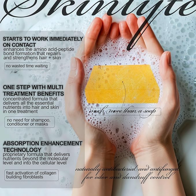 Natural Hair & Whole Body Bar Soap -Hair & Skin Treatment- Keratin & Collagen Peptides | Hair: Promotes Growth, Repair, Strength, Volume | Skin: Anti-Aging, Firm, Elasticity w/Organic Sulfur