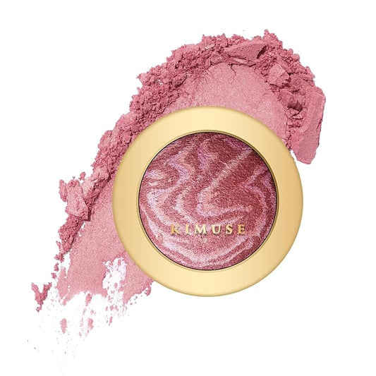 KIMUSE Baked Blush, Lighting Glow Marbleized Blush Powder Blush, Contour & Highlight Face for a Creamy Lightweight Natural Finish
