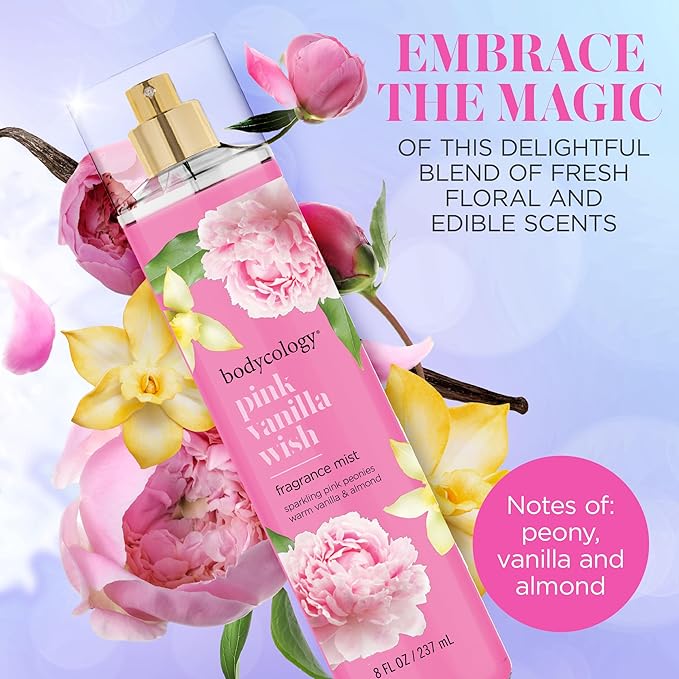 Bodycology Long-Lasting Fragrance Body Mist, Pink Vanilla Wish, 8 fl oz