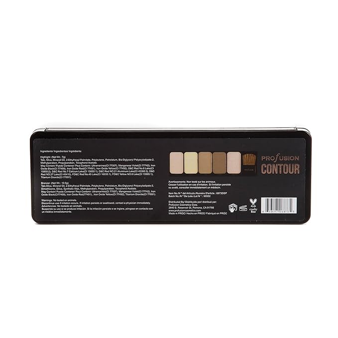 Profusion Cosmetics - Contour - Professional 5 Color Palette Highlight Bronzer Makeup Kit With Application Brush - Vanilla Biscuit Honey Walnut Highlighter