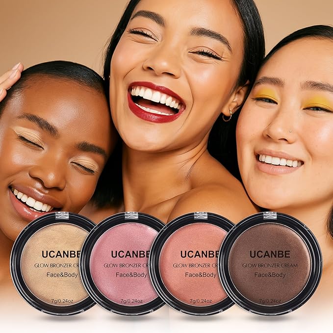 UCANBE Face & Body Cream Bronzer, Natural Coral Warm Sun-Kissed Glow Blusher, Buildable Blendable for Long Lasting Radiant Glow, Luminous Bronzing Highlighting Multi-Use Makeup Palette