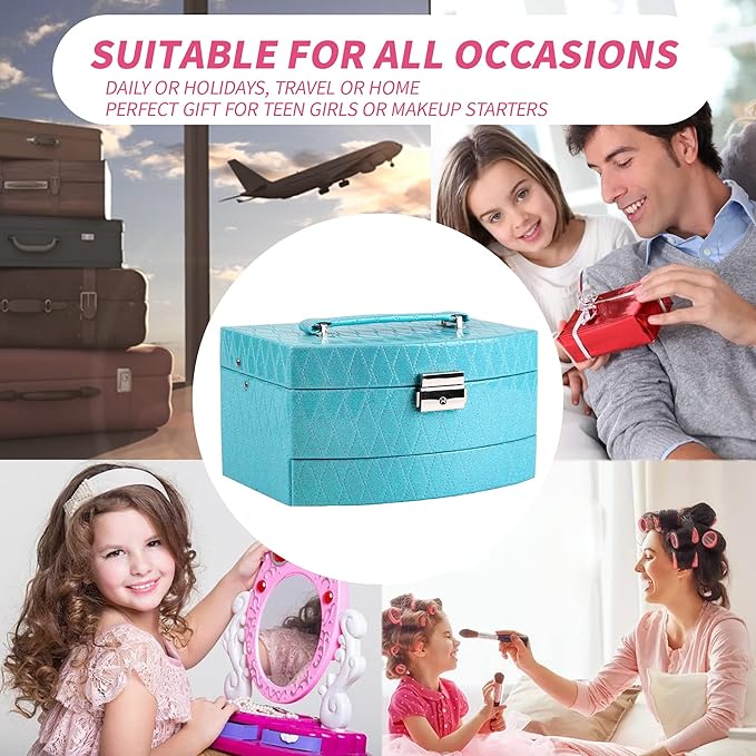 Hot Sugar Girls Makeup Kit for Birthday Gift, All in One Beginner Makeup Kit for Women Full Kit, Christmas Makeup Set for Teens 10 12 13 16 Includes Real Cosmetics and Makeup Tools (BLUE)