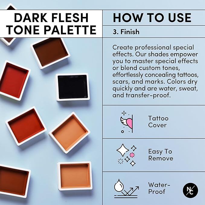 12 Color Dark Flesh Tone Alcohol Activated Makeup