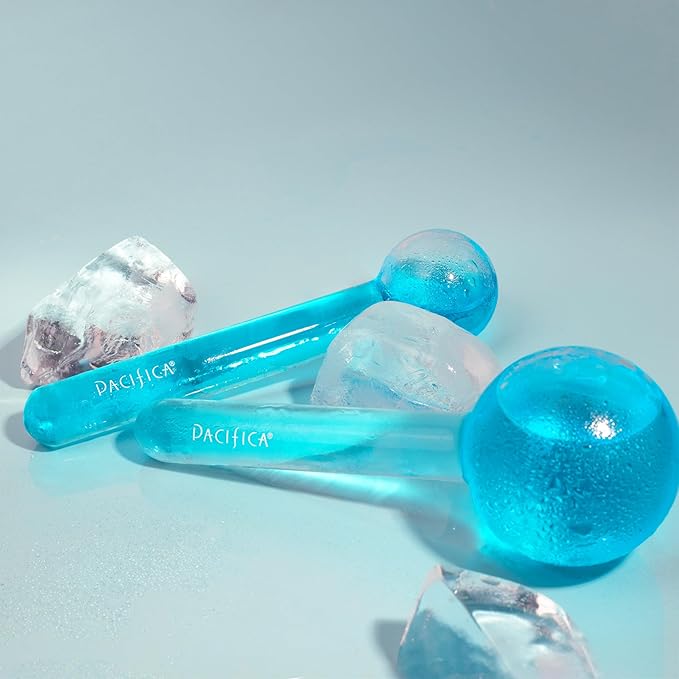 Pacifica Ice Roller Cryo Globes – Cooling Glass Facial Massager for Face, Eyes & Neck – Cold Therapy Beauty Tool for Puffy Eyes, Dark Circles, Redness, Wrinkles – Skin Care Gift for Women & Men