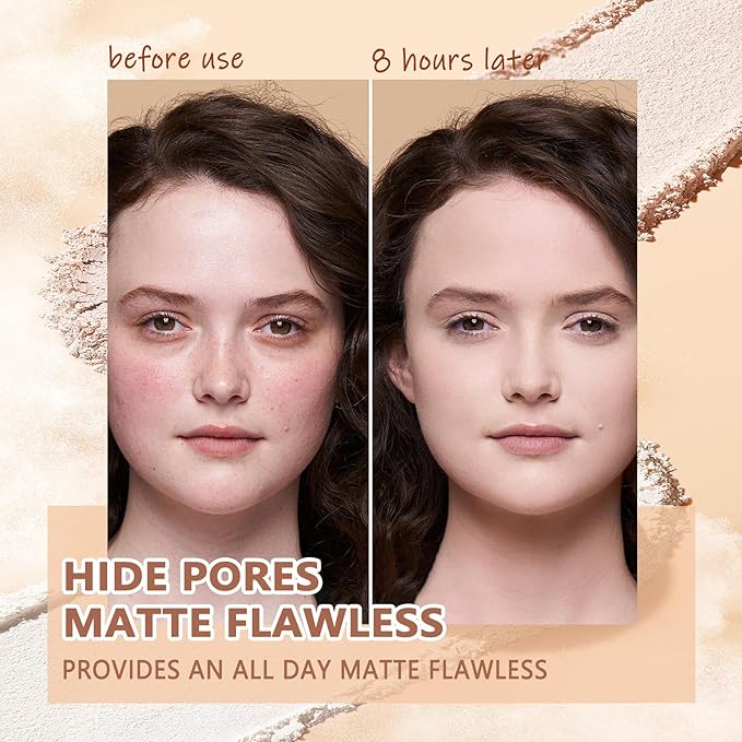 Oil Control Face Pressed Powder,Matte Smooth Flawless Setting 0.35Oz