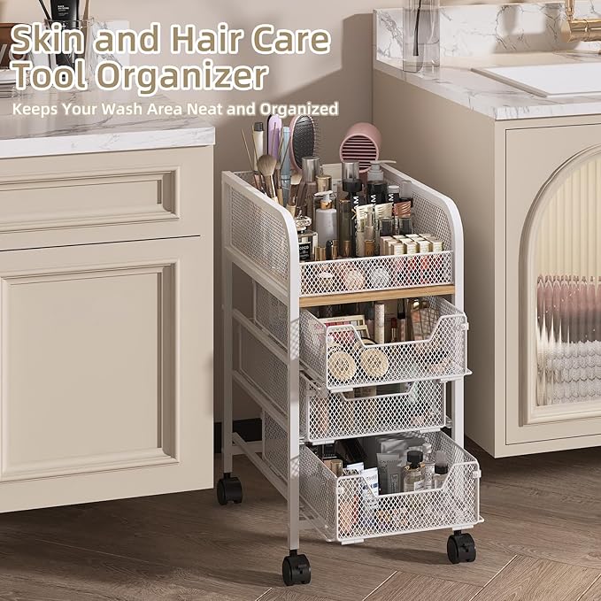 Rolling makeup cart organizer, 4-tier