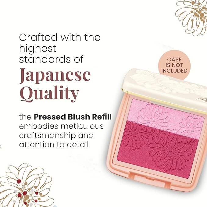 Paul & Joe Pressed Blush Palette Refill Only, Case Sold Separately, Oil-Absorbing Blush Powder, Bi-Color Face Blushes with Fitting Veil Powder, Pink and Rose, 07 Compote De Cerises, 0.17 oz