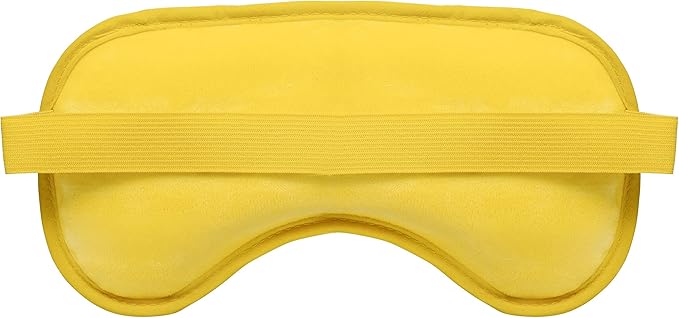 Plush Gel Eye Mask for Puffy Eyes, Yellow - Cold Eye mask to Treat Dark Circles, Sinuses, Dry Eyes, and for Allergy Relief - Microwave Safe for Heat Therapy