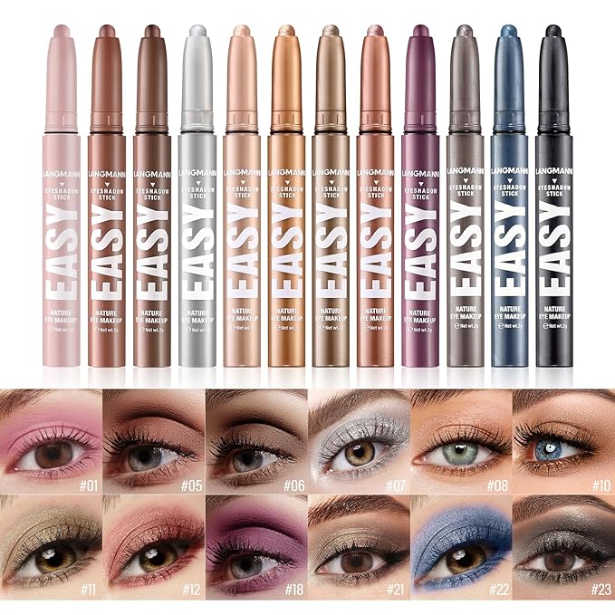 Jolilab Eyeshadow Stick Set, 2 PCS Matte Professional Bright-Colored Contouring and Highlight Eyeshadow Stick, Cream Waterproof Long Lasting High Pigmented Eye Shadow. (2, 21+21 2pcs)