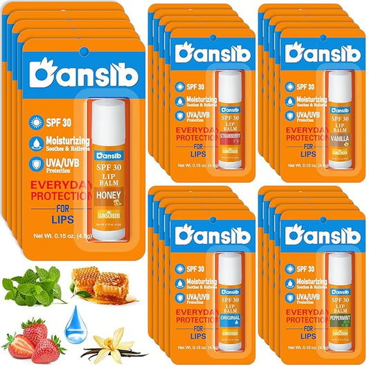 10 Pcs Sunscreen Lip Balms Bulk SPF 30 Lip Balms Stick with Sunscreen Employee Staff Appreciation Gifts Bulk Team Coworkers Christmas Party Gifts for Outdoor Travel Beach