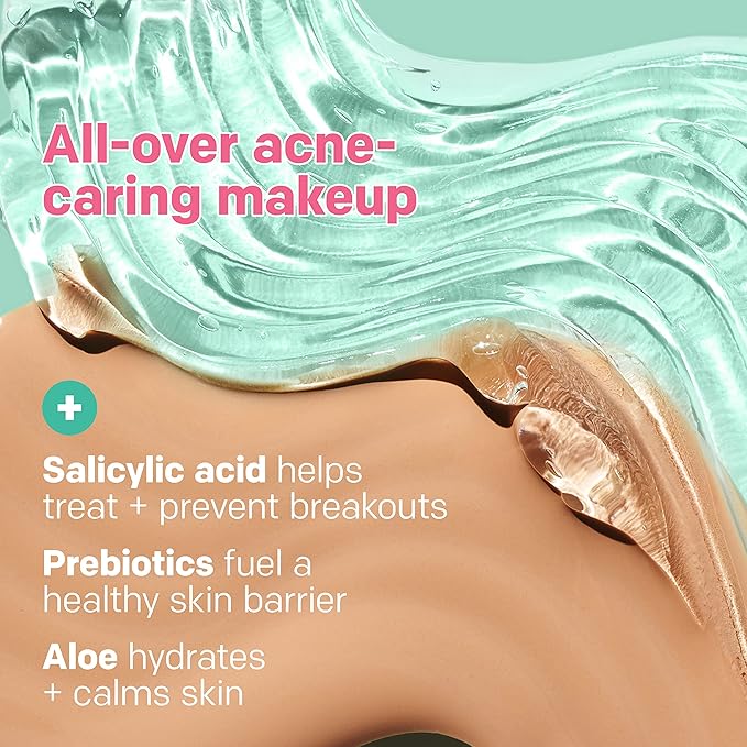 Almay Clear Complexion Acne Foundation Makeup with Salicylic Acid - Lightweight, Medium Coverage, Hypoallergenic, Fragrance-Free, for Sensitive Skin, 400 Neutral, 1 fl oz.