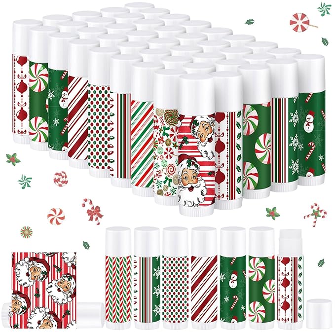 50 Pcs Lip Balm in Bulk Gift Set Moisturizing Lip Moisturizer Candy Themed Baby Shower Favors Candy Themed Gifts with Assorted Fruit Flavors for Women Men Dry Chapped Lips Christmas Gifts