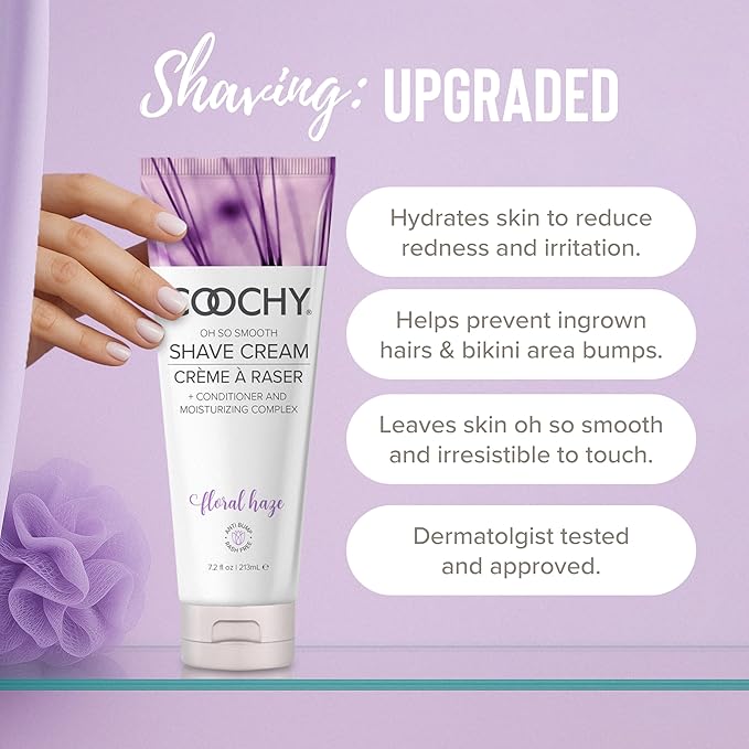 Coochy Intimate Shaving Cream for Women Sensitive Skin, Shave Conditioner & Moisturizer for Face & Body, Shave Cream, Anti-Bump, Floral Haze, 32 oz