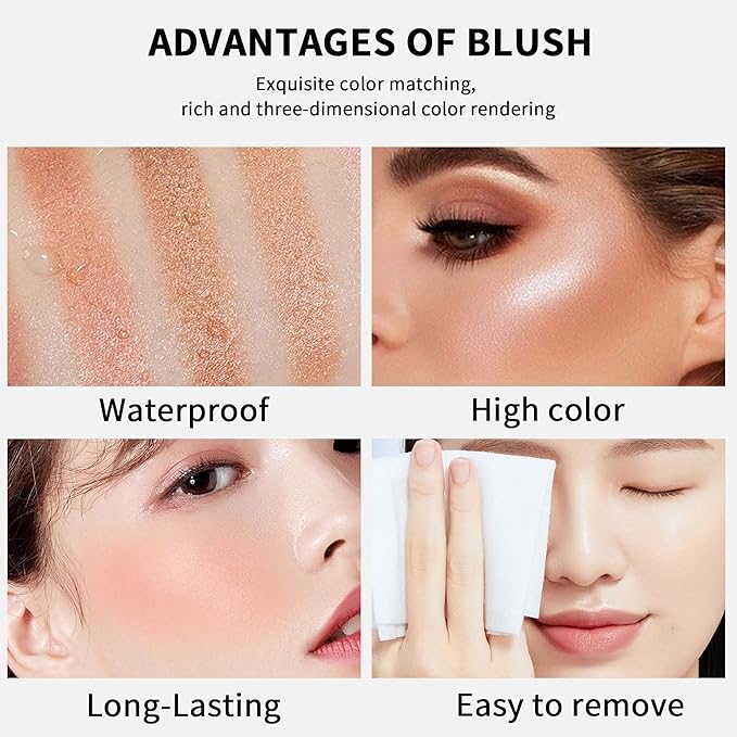 6 Color Rosé Blush Palette, Velvety Fine Texture,